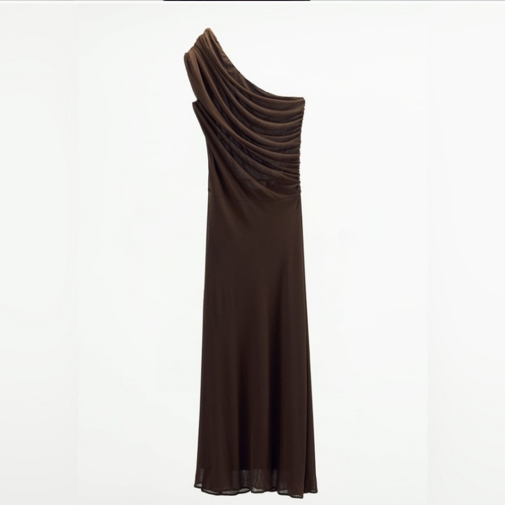 Zara * Maxi Dress Gown Brown Size M - Picture 7 of 12